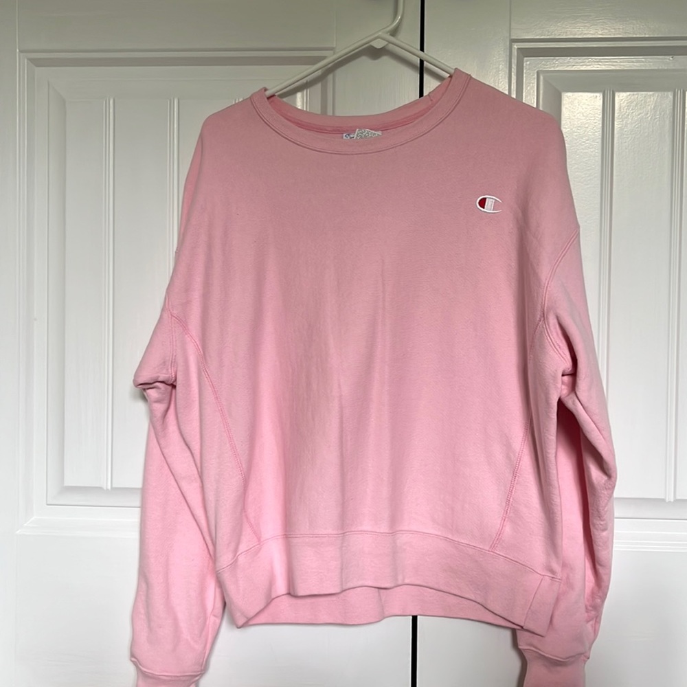 pink champion crew neck sweatshirt